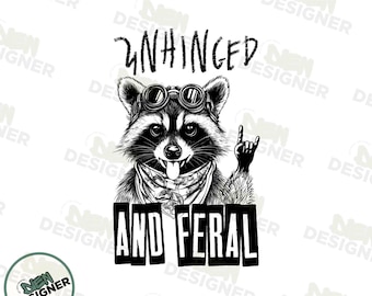 Unhinged And Feral PNG, Funny Opossum Designs, Rock’n Feral Possum Clipart, Vintage Feral Mom Shirts, Funny Sarcastic Quote, Three Raccoon