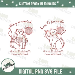 Despedida de soltera maullada PNG SVG, diseño personalizado de despedida de soltera de gato, camiseta personalizada para fiesta de novia PNG, divertida boda para amantes de los gatos Svg