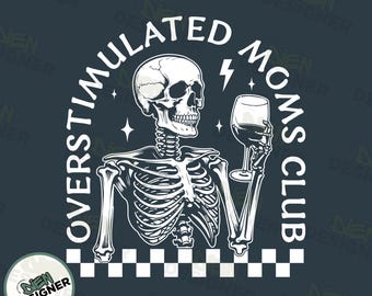 Overstimulated Moms Club PNG, Funny Mom Life Design, Retro Mom Anxiety Art, Trendy Motherhood Graphic, Sarcastic Parenting Sublimation