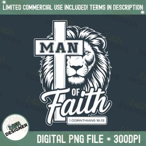 Man of God PNG, Christian Cross Faith Sublimation Design, Masculine Scripture Bible Verse PNG, Religious Jesus Quote PNG for Men Shirts