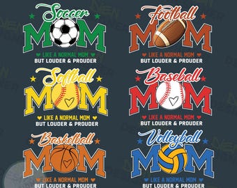 Sports Mom PNG Bundle, Funny Sports Mama PNG, Mothers Day Sports Design, Soccer Baseball Basketball PNG, Basketball, Volleyball, Sport Lover