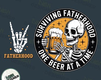 Sobreviviendo a la paternidad una cerveza a la vez (PNG), Diseño de sublimación "Vida de papá divertida", Camiseta de padre bebedor (PNG), Día del padre para amantes de la cerveza (PNG)