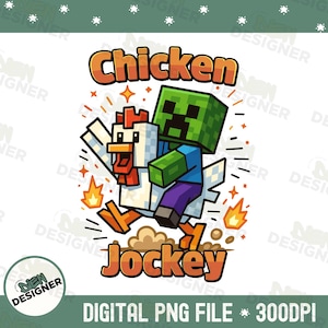 Chicken Jockey PNG, Funny Farm Animal Gamer Clipart, Cartoon Chicken Shirt PNG, Cute Gaming Sublimation Design, Chicken Lover Graphic PNG