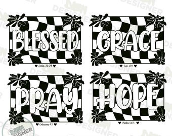 Christelijke bundel png, sublimatie van retro bijbelvers, Blessed Grace Hope Bid png, op geloof gebaseerde religieuze png, Jezus citaat shirtontwerp png