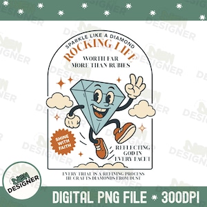 Vintage Christian Diamond Faith PNG, Retro Bible Quote Sublimation, Religious Design PNG, Inspirational Jesus Graphic, Spiritual Shirt PNG