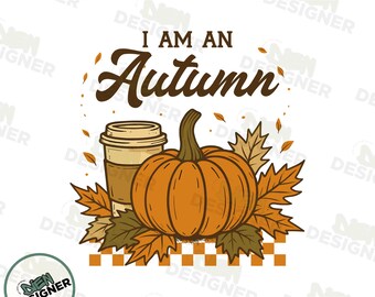Sono un PNG autunnale, PNG amante delle zucche autunnali accoglienti, Sublimazione di foglie autunnali retrò, Clipart carine della stagione autunnale, PNG estetica autunnale