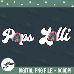 Lolli Pops PNG, Retro Rainbow Pregnancy Reveal Design, New Grandma and Grandpa Shirt PNG, Cute Family Announcement Sublimation PNG