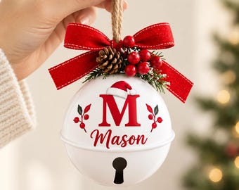 Personalized Christmas Bell, Custom Name Bell Ornament, Initial Bell Decoration, Christmas Tree Hanging Decor, Holiday Keepsake Gift