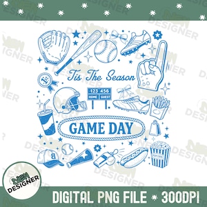 Tis The Season Game Day Png, Sport Element Sublimation, Football Helmet Clipart, Tailgate Party Graphic, Baseball Fan Gift