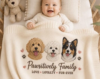 Personalized Dog Baby Blanket, Custom Pet Portrait Nursery Decor, Welcome Baby Blanket, Nursery Keepsake, Keepsake Newborn