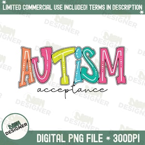 Autism Accept PNG, Autism Awareness Day Shirt Design, Special Education Clipart, Trendy Autism Puzzle Png, Autism Mama Design Sublimation