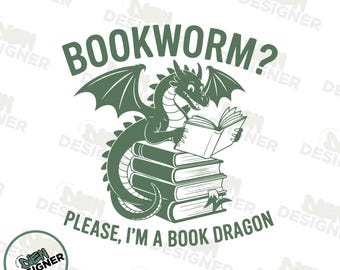 Amante de los libros con dragones PNG SVG, diseño de camiseta de dragón lector de fantasía, sublimación de ratón de biblioteca adorable, regalo literario para lectores, camiseta de libro de fantasía PNG