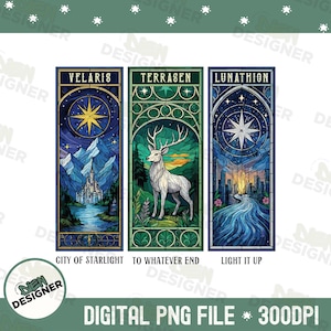 ACOTAR PNG, Velaris Terrasen Lunathion Clipart Png, SJM Fantasy Cities Shirt Design, Bookish Fandom Sublimation, Booktok Romantasy Readers