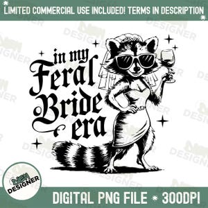 Funny Bride Shirt Png, Distressed Retro Raccoon Bride Shirt, Vintage Feral Raccoon Bride Era Png, Gift for Bride to Be, Feral Bride Era Png