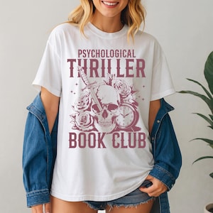 Psychological Thriller Book Club PNG, Retro Bookish Design, Spooky Book Reader Aesthetic, Dark Academia PNG, Horror Book Club Png
