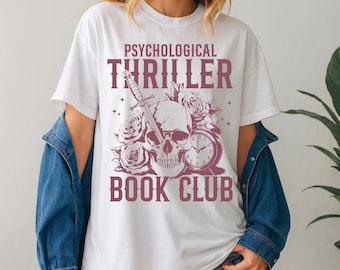 Psychological Thriller Book Club PNG, Retro Bookish Design, Spooky Book Reader Aesthetic, Dark Academia PNG, Horror Book Club Png
