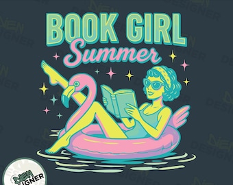 Bookish Girl Summer PNG, Coconut Aesthetic Reader Sublimation PNG, Trendy Book Lover Vacation Design, Vacation Reading PNG, Beach Day Png