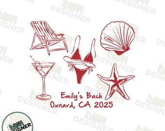 Custom Beach Bachelorette PNG SVG, Bikinis and Martinis Party Clipart, Personalized Girls Trip Shirt Design, The Bach Club Weekend PNG