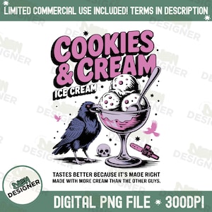 Dark Romance PNG, Butcher and Blackbird Design PNG, Morally Grey Couple Shirt, Cookie & Cream Ice Cream PNG, Brynne Inspired Book png