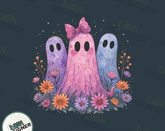 Iridescent Ghost PNG, Coquette Halloween Aesthetic Design, Cute Girly Ghost Shirt PNG, Pastel Spooky Sublimation, Soft Halloween PNG