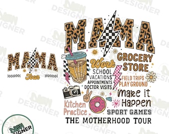Mama Tour PNG, The Motherhood Tour Shirt Design PNG, Funny Retro Mom Life Sublimation, Coquette Mom Aesthetic Clipart PNG,  Mama Png Designs