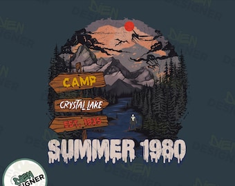 Camp Crystal Lake PNG, Friday The 13th Jason Voorhees PNG Design, Horror Movie Halloween Sublimation, Retro Camp Crystal Lake PNG