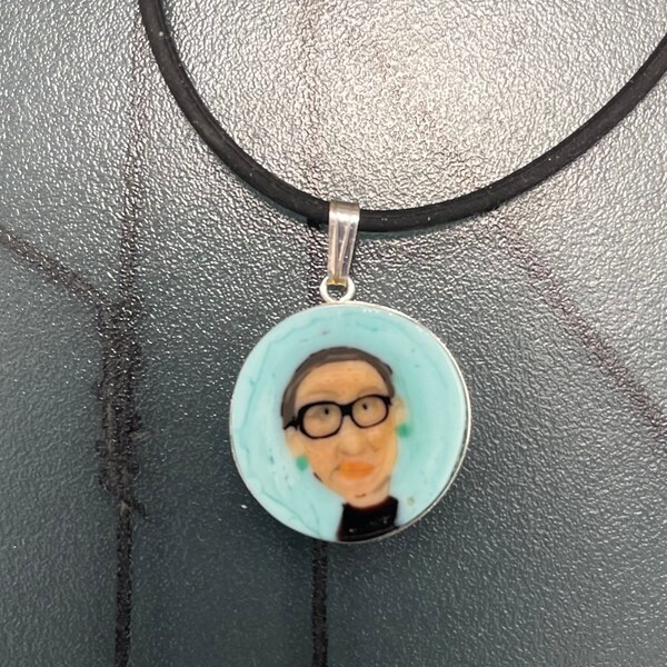 RBG Ruth Bader Ginsburg cameo Pendent Murrini, Millefiori , Lampwork
