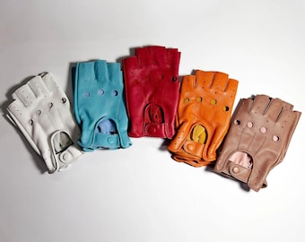 Fingerless Genuine Leather Driving Gloves – Half Finger Biker & Cycling Gloves