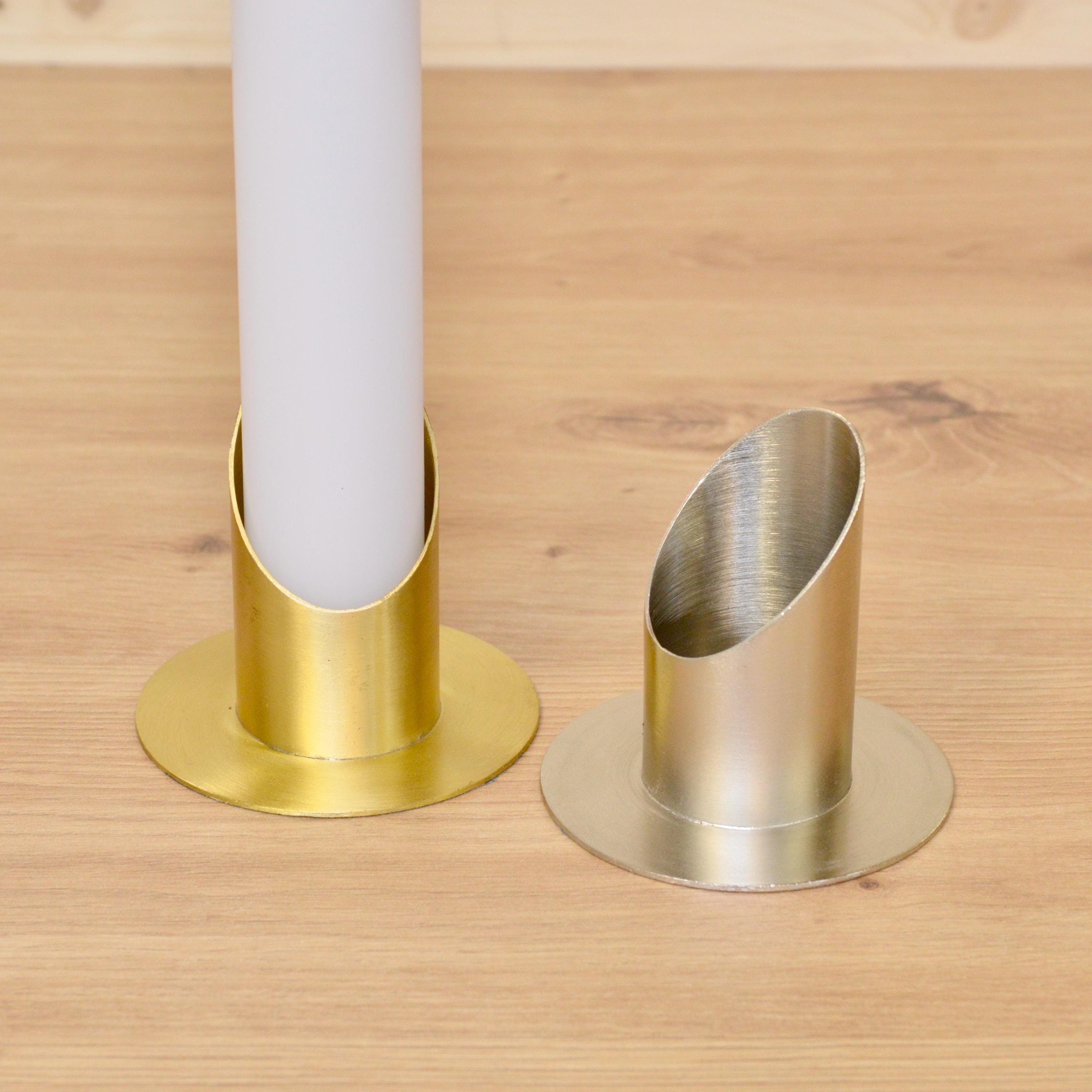 Kerzenhalter bis 4cm in Gold oder Silber – Halter für Taufkerze, Kommunionkerze & Hochzeitskerze | Metall Kerzenständer festliche Deko
