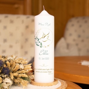 Baptismal candle dove - Ella - individual production - For baptism, candle for baptism, christening candle, personalized baptism candle