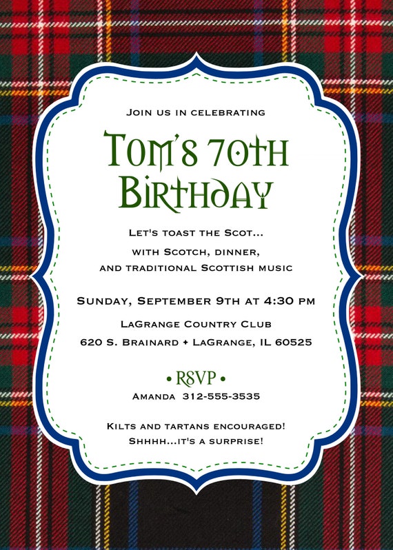 Choose Your Tartan Printable Personalized Invitation Etsy