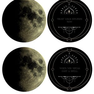 CARTES D'AFFIRMATION, lectures d'astrologie, cartes de tarot, cadeau d'anniversaire, jeu de cartes, cartes rondes, réponses lunaires, cartes lunes, 30 pièces, reiki