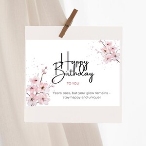 Cartão de aniversário floral aquarela rosa – Design elegante e estiloso