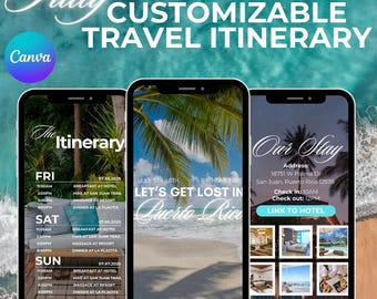 Customizable Digital Travel Itinerary Template, Girls Trip, Birthday Weekend (Canva)