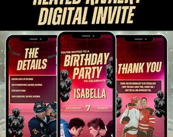 Heated Rivalry Birthday Party Invitation, Editable Canva Template (Digital Download