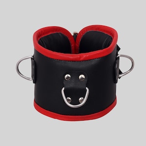 Genuine Real Leather Padded Bondage Posture Heavy Duty Neck Collar with D-Ring Mature Gift