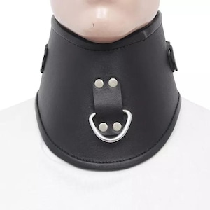 Genuine Real Leather Padded Collar Posture Heavy Duty Neck Collar with D Rings