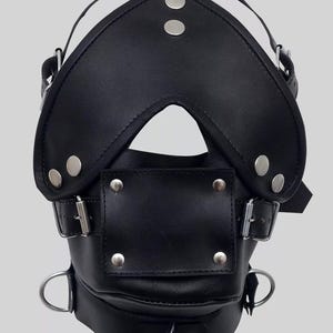 100% Real Leather Bondage Face Muzzle Head Harness with Mouth Gag Gift Mature