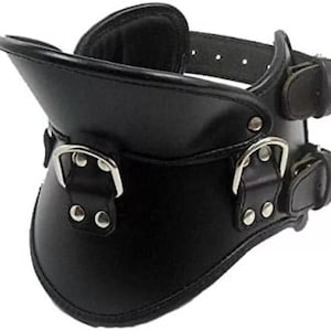 Real Leather Slave Posture Collar Bondage Neck Restraint | Luxury Leather Choker for Men or Women | High Fashion Functional Posture Collar