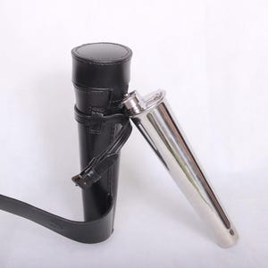 Hip Flask Fox Hunting Flask Stainless Steel Flask with Black Leather Case