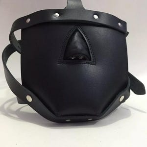 Genuine Leather Bondage Padded Face Muzzle Locking Head Harness Adjustable Strap Anniversary Gift Mature
