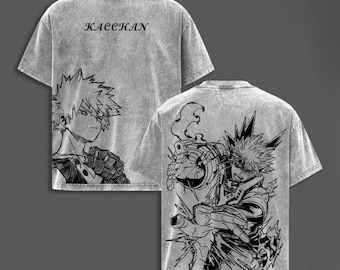 Camiseta de anime vintage lavada, camiseta extragrande de héroe de batalla, regalo para fanáticos del anime