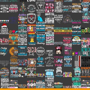 Peut inclure: Une collection de 90 designs numériques présentant diverses phrases et illustrations liées à la profession de technicien en chirurgie. Les designs sont de styles et de couleurs variés, notamment noir, blanc, rouge, bleu et vert. Les designs sont parfaits pour créer des t-shirts, des mugs, des sacs fourre-tout et d'autres articles personnalisés.