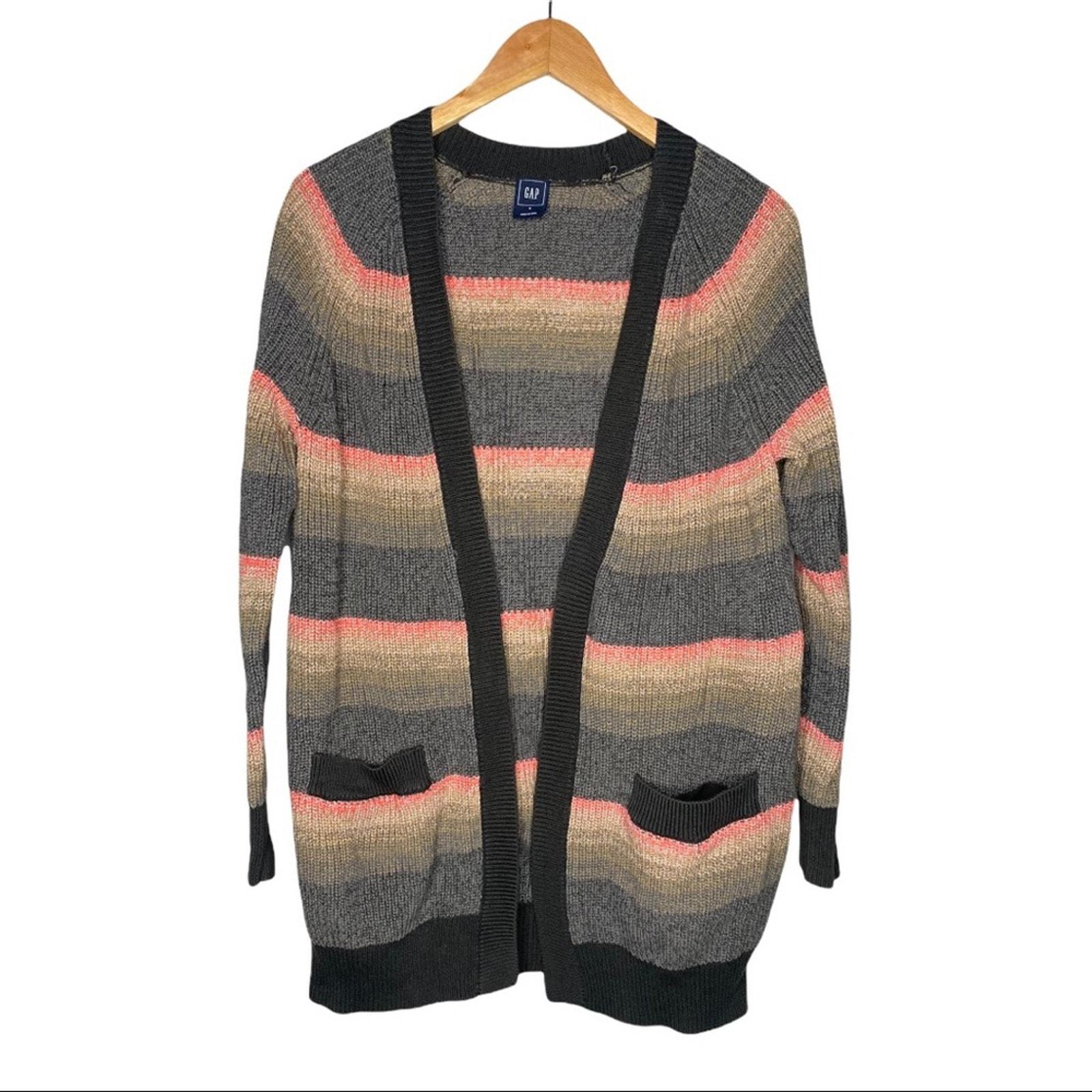 Vintage Gap Cotton Knit Striped Open Grandpa Cardigan Size
