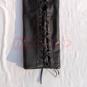 Men's Black Leather Pants - Lace Up Side Laced Style, Biker Motorcycle, Gothic & Steampunk Look image 7
