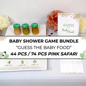 PRINTED Pink Safari Baby Shower Games Print | Baby Girl Safari Shower Girls Safari Baby Shower Girl Shower Game Bundle Baby Shower Bundle