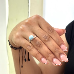 Larimar Ring in Sterling Silver 925 – Handmade Dominican Republic Gemstone