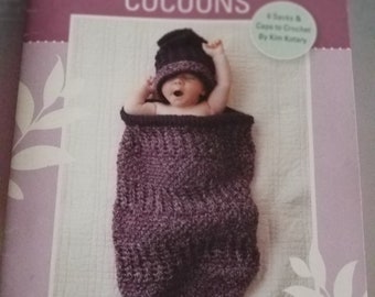 Crochet Baby Cocoon Pattern, 6 baby caps and sacks to crochet, Leisure Arts Pattern