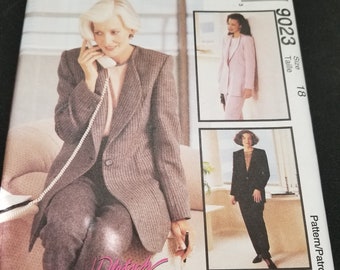 McCall's 9023 Size 18 Pattern, Lined Jacket Pattern, Top and Pants Pattern, Unused and uncut pattern