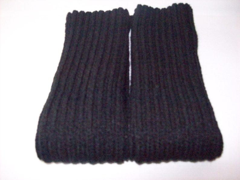 Medium Black Hand Knitted Leg Warmers, Dance Leg Warmers, Acrylic Legwarmers, Exercise Leg Warmers, Boot Warmers, High Heel Leg Warmers image 1